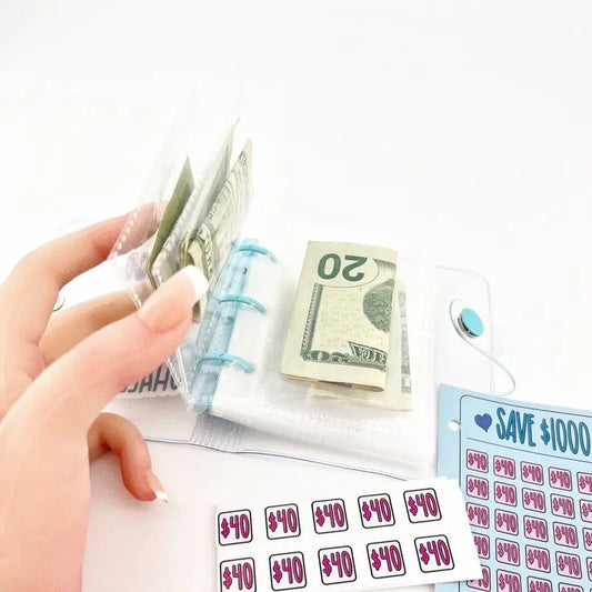 $1000 Mini Money Saving Binder Reusable Cash Envelope System – 2026 Budget Binder, 2026 Upgraded,Transparent PVC Pockets, Portable Budget Binder for Money Saving & Cash Stuffing, Perfect Finance Planner & Gift Flexible Durable
