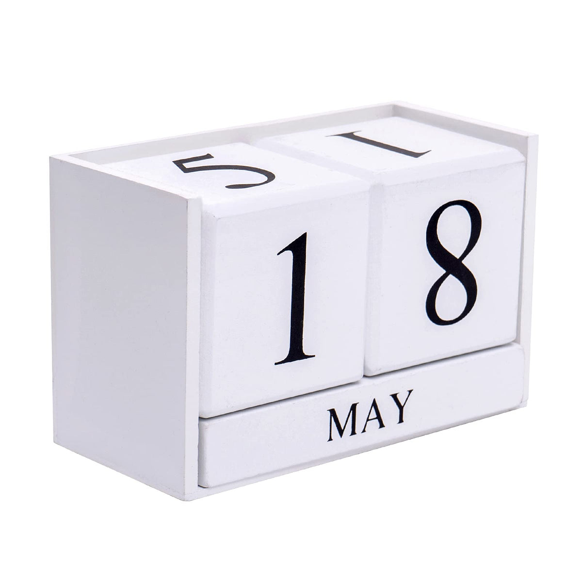 Notakia Black Wooden Block Calendar, Perpetual Desk Calendar, Stylish and Durable Block Calendar for Home and Office