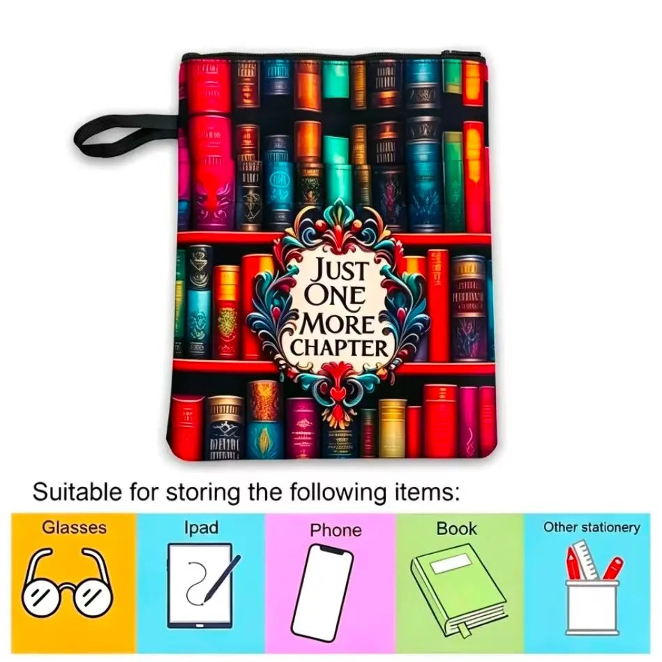 Vintage Library Book Cover, 'read Another Chapter' Quote, Zippered Pouch, Organizers, Fits Paperback/hardcover Books, Ideal Gift for Book Lovers