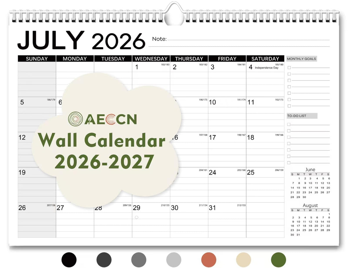AECCN Wall Calendar 2026-2027, Jul 2026-Dec 2027, 14.4'' x 11.4''
