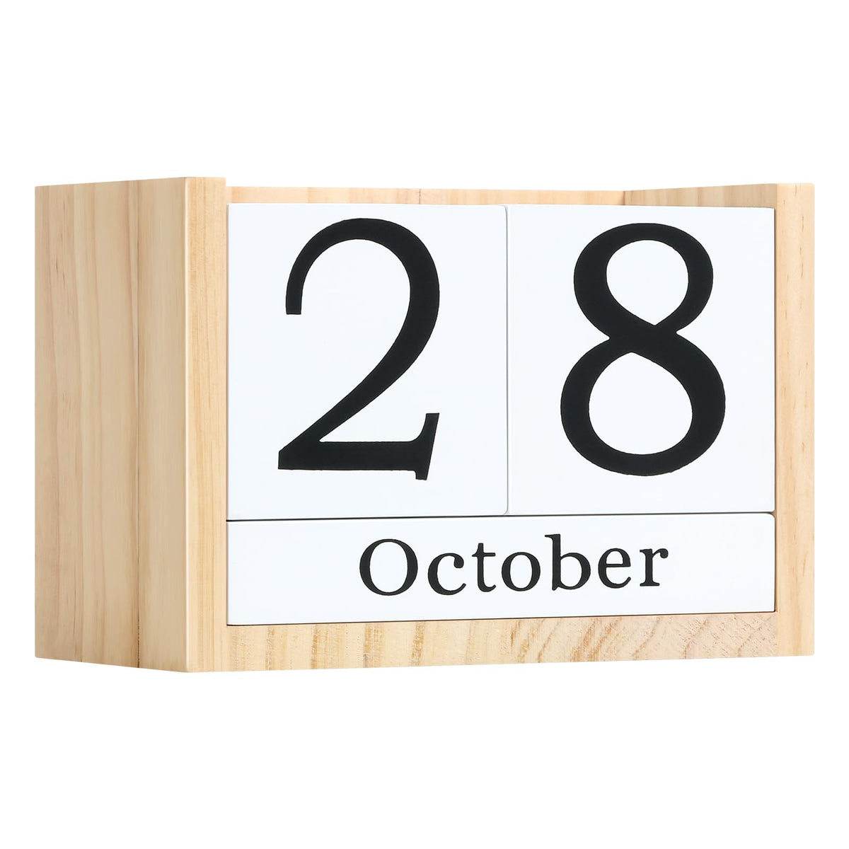 Wooden Block Calendar for Desk, Small Size Daily Desktop Perpetual Desk Calendar, Cute Date Display Desk Accessories for Home Office Decor, Teacher, Classroom, Reusable Yearly, Pink