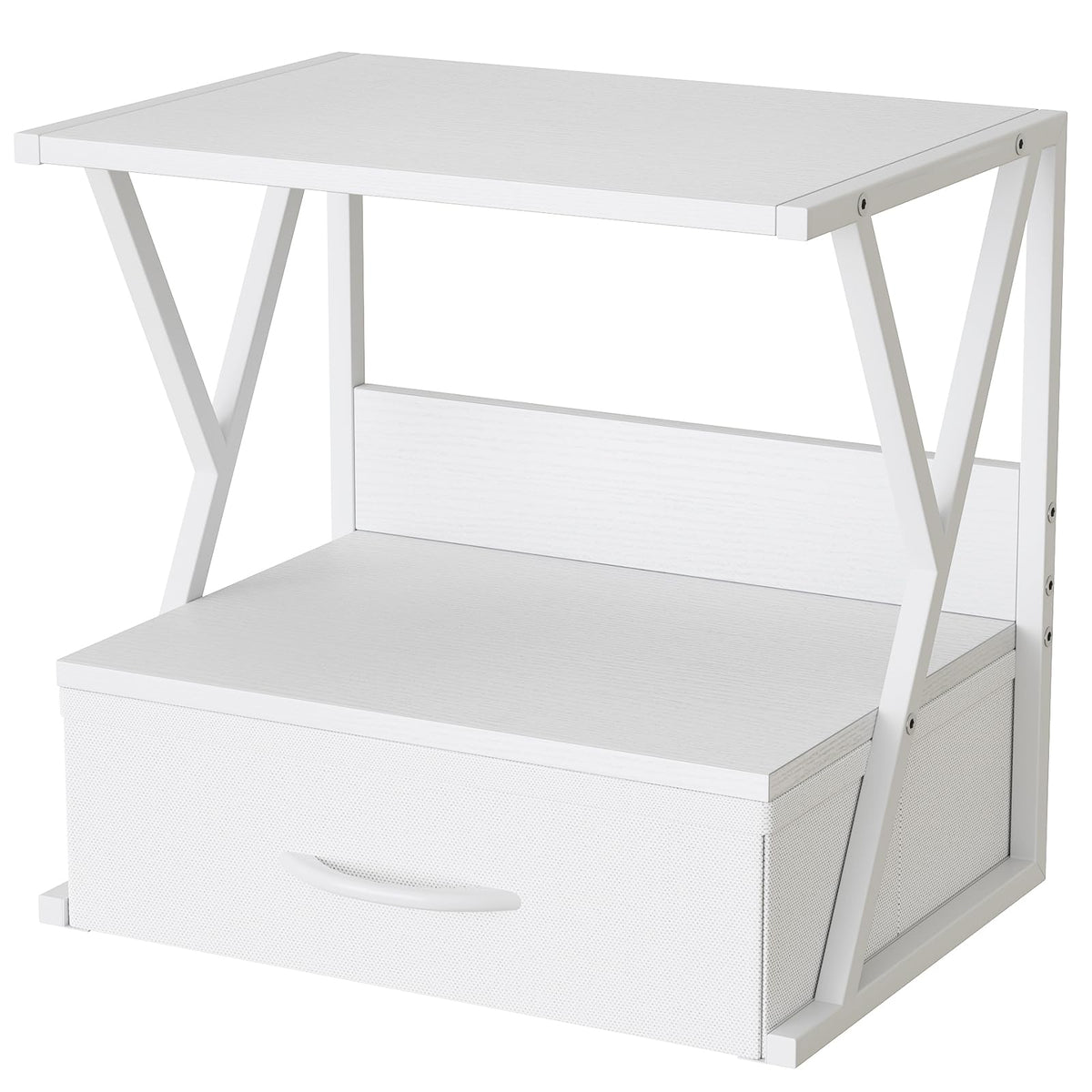 aboxoo Printer Stand for Desk with Storage Drawer, 2 Tier Desktop Or UnderDesk Shelf, Multi-Purpose Desk Organizer for Home Office, fit Fax Machine/3D Printer/Scanner, Rustic Brown
