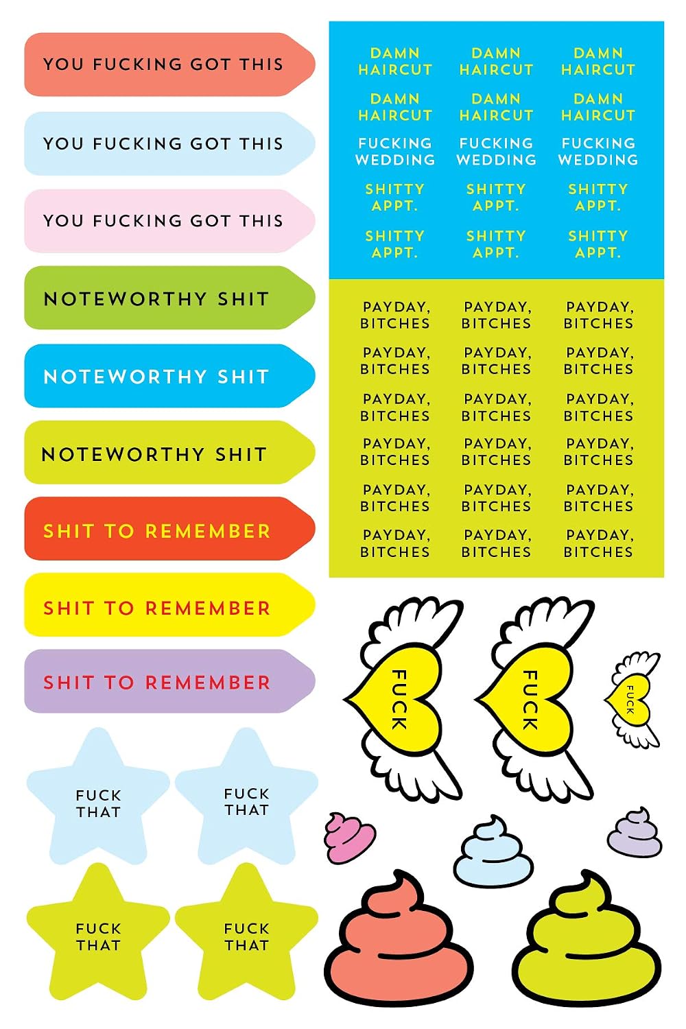 F*cking Planner Stickers: 500+ Funny Adult Stickers to Control Your Sh*t (Journal Variety Pack, White Elephant Gift) (Calendars & Gifts to Swear By)