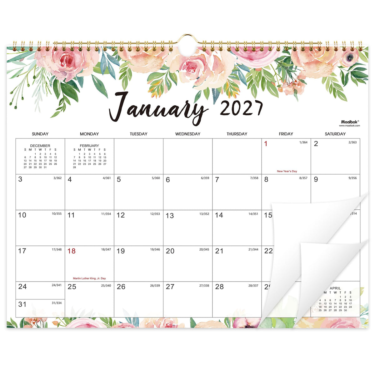 2027 Wall Calendar 12 Months Jan. 2027 - Dec. 2027, 14.6'' x 11.4''