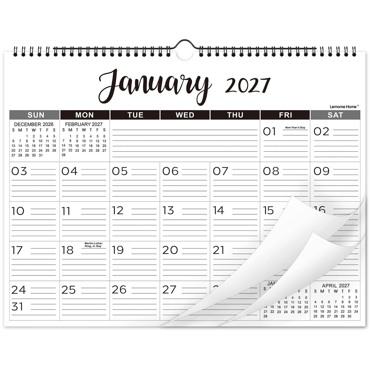 2027 Calendar, 2027 Wall Calendar 12 Month, 8.5" x 11", Wall Calendar 2027
