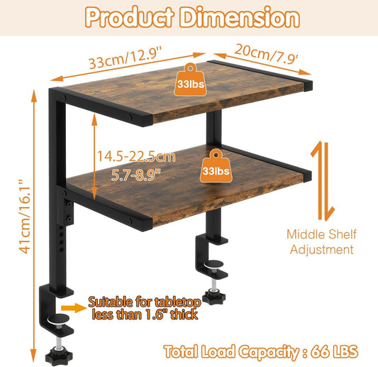 IBUYKE Clamp on Desk Organizer Shelf,Desk Extender Shelves UTMZ007H