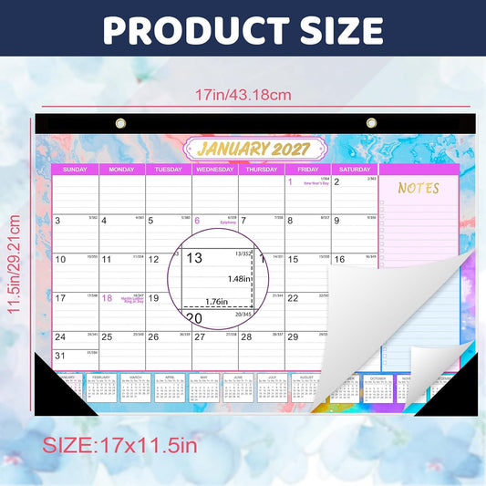 GuassLee Desk Calendar 2026-2027, Jun 2026-Dec 2027, 17"x11.5"