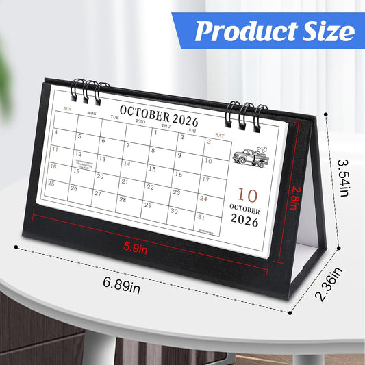 Desk Calendar 2026-2027, Small Standing Flip Calendar, Aug 2026 to Dec 2028