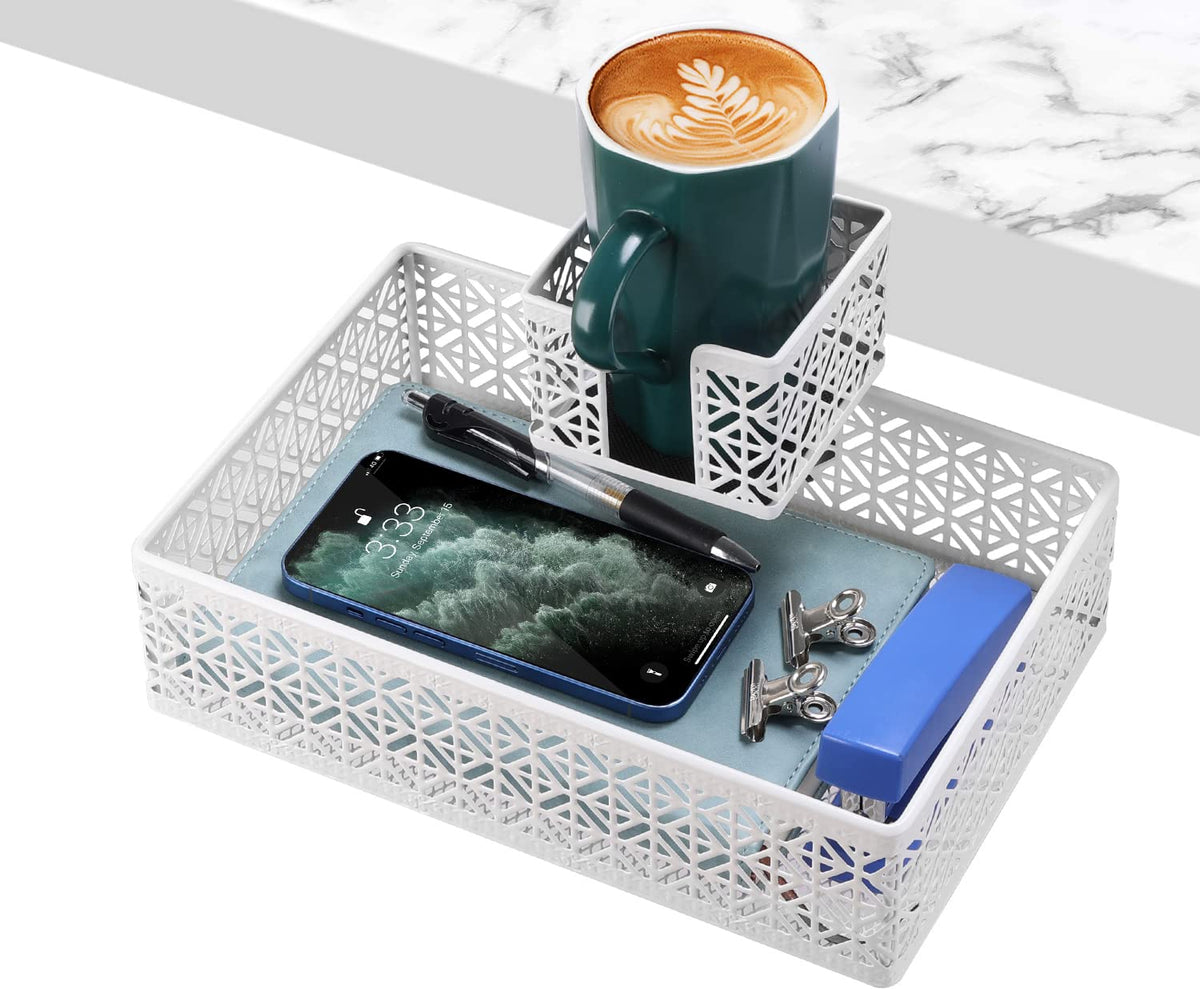 Under Desk Drawer, Clamp on Desk Organizer Cup Holder Hanging Desk Storage