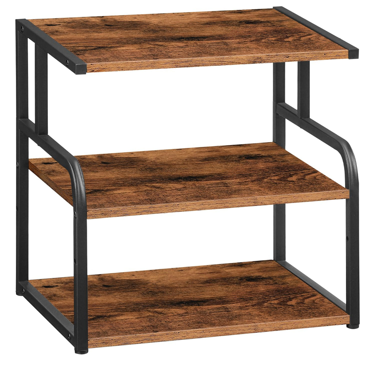 HOOBRO Printer Stand, 3-Tier Desktop Printer Table, Under Desk Printer Storage Office Organizer, Storage Rack with Adjustable Shelf, for Home Office, Kitchen, Living Room, Black BB06PS01