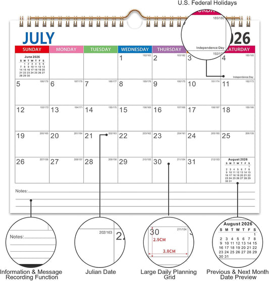 Comix 2026-2027 Wall Calendar, 18 Month Planner for Home Office Classroom