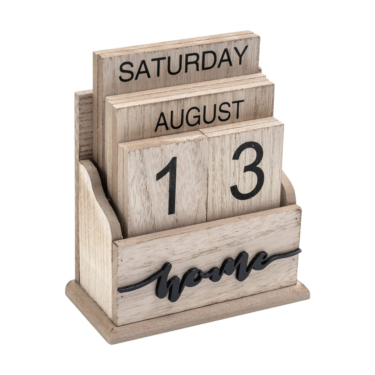 Notakia Perpetual Calendar Wooden Blocks Vintage Wood Block Calendar for Home Office Desk Accessories Week Month Date Display (Pink Calendar)