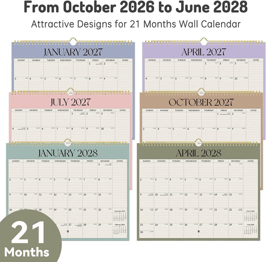 Forvencer 2027 Wall Calendar, 21-Month (Oct 2026 - Jun 2028), 14.7" x 11.5"