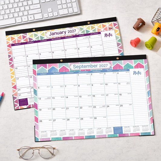 2027 Desk Calendar - Jan 2027 to Dec 2027 - Large Desk Calendar 2027, 17" x 12", Large Ruled Blocks, to-do List & Notes, Corner Protectors, Office Supplies Calendar for Planning