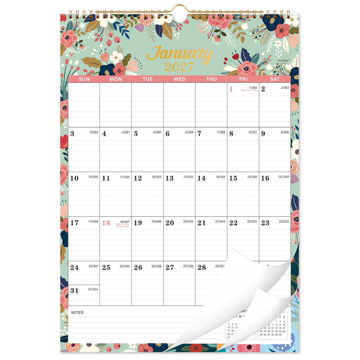 2027 Calendar - 2027 Wall Calendar from Jan. 2027 - Dec. 2027, 12" x 17"