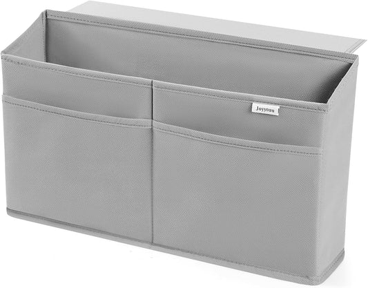 Desk Side Hanging Organizer, Adhesive Storage Bag with Pockets for Magazine Ipad Notebook, for End Tables Home Office Desks Computer Workstations Dressing Table, Grey