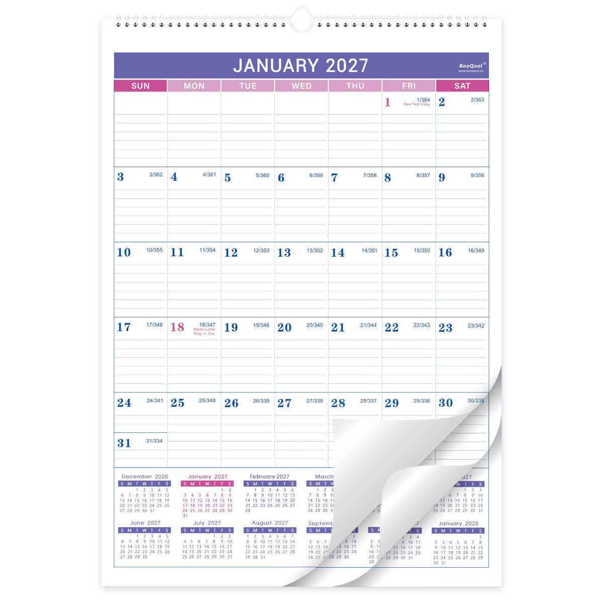 2027 Wall Calendar, Jan 2027 - Dec 2027, 12 Months Wall Calendar