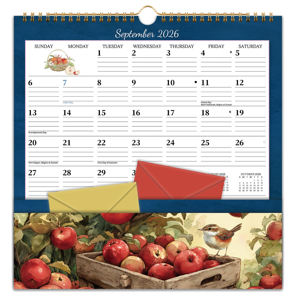 Calendar 2026-2027 - Sep. 2026 to Dec. 2027, Wall Calendar with Pocket