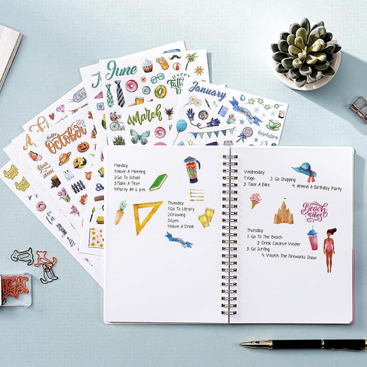 Planner Stickers - 12 Monthly Calendar Stickers for Celebrations, 14 Sheets
