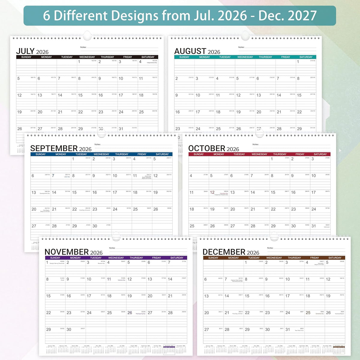 2026-2027 Wall Calendar 18 Months, 14.68"x11.53" Desk/Wall Monthly Calendar