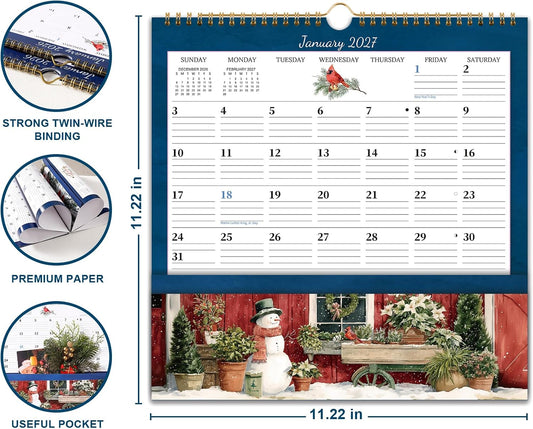 Calendar 2026-2027 - Sep. 2026 to Dec. 2027, Wall Calendar with Pocket