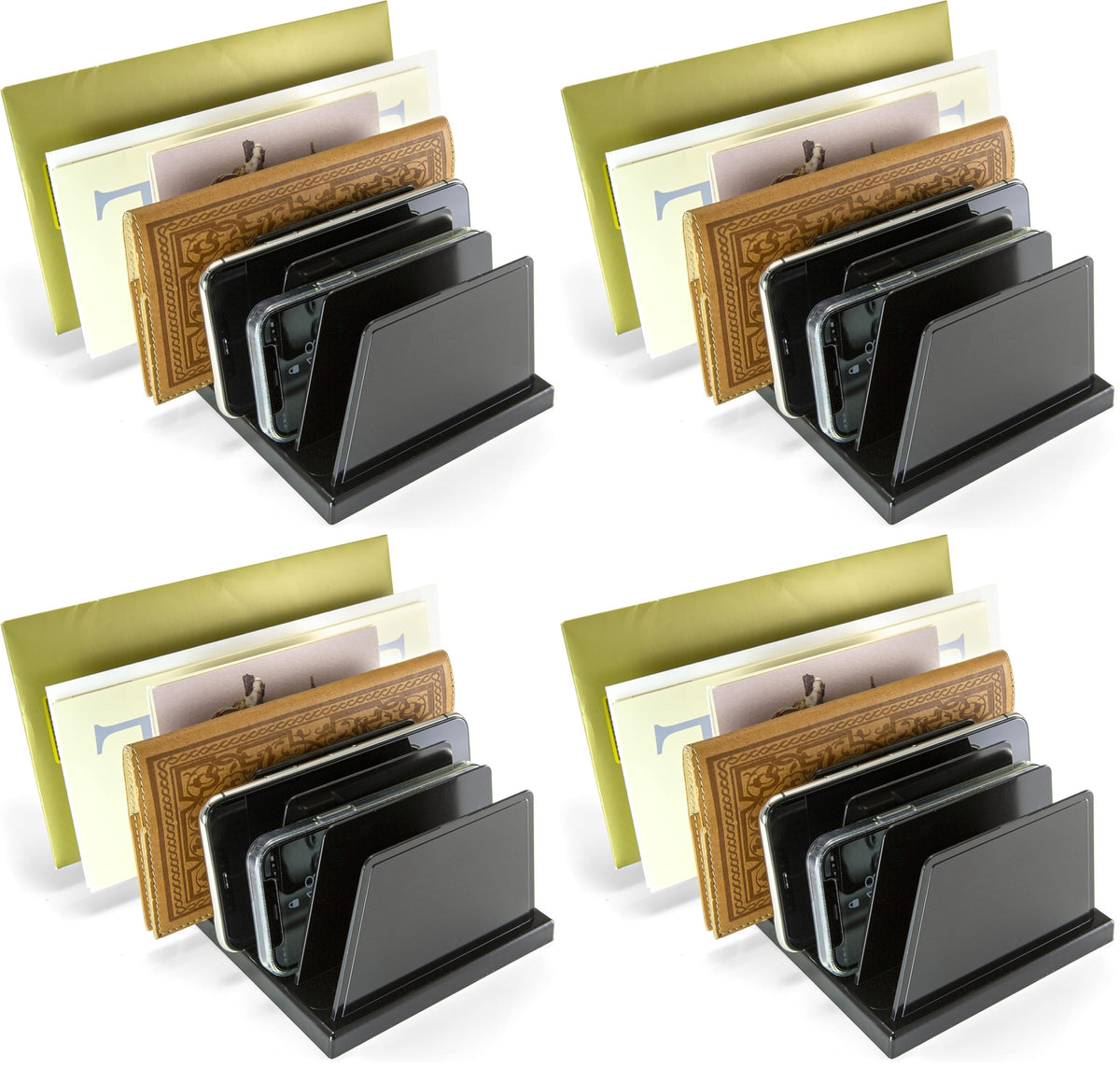 Officemate Medium Standard Sorter, 7 Compartments, Mail Organizer, Charging Station, Electronics Organizer for Multiple Devices, iPhone, iPad, Cell Phone, Kindle, Tablets, Black (21212)