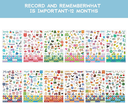 Planner Stickers - 12 Festival Theme Monthly Planner Stickers