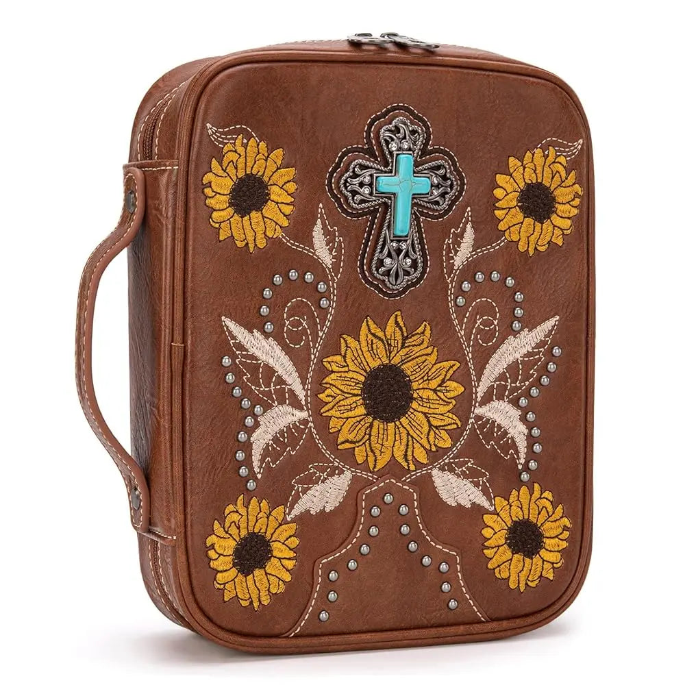 Montana West Western Style Embroidered Bible Covers Book Carrying Case Church Bag Outdoor Bible Protective Leather Designs Canvas