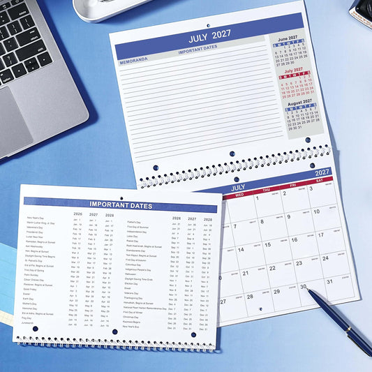 Calendar 2026-2027 - Wall Calendar 2026-2027, JUL. 2026 - DEC. 2027, 8.5" x 11", Memoranda Lined Pages with Thick Paper, Twin-Wire Binding, Holidays, Julian Dates