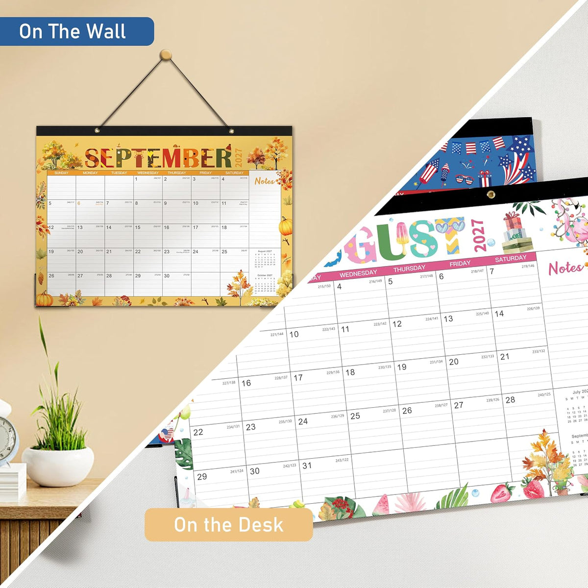 2027 Desk Calendar - 2027 Calendar, 12 Months Calendar, 12" x 17"