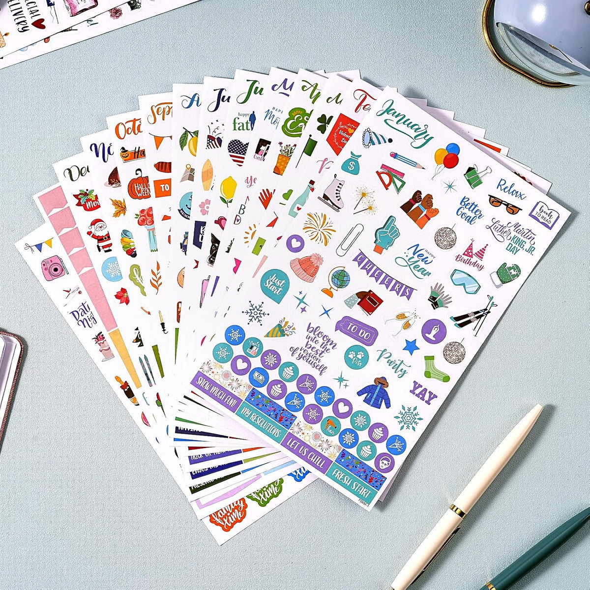 Planner Stickers - 12 Festival Theme Monthly Planner Stickers