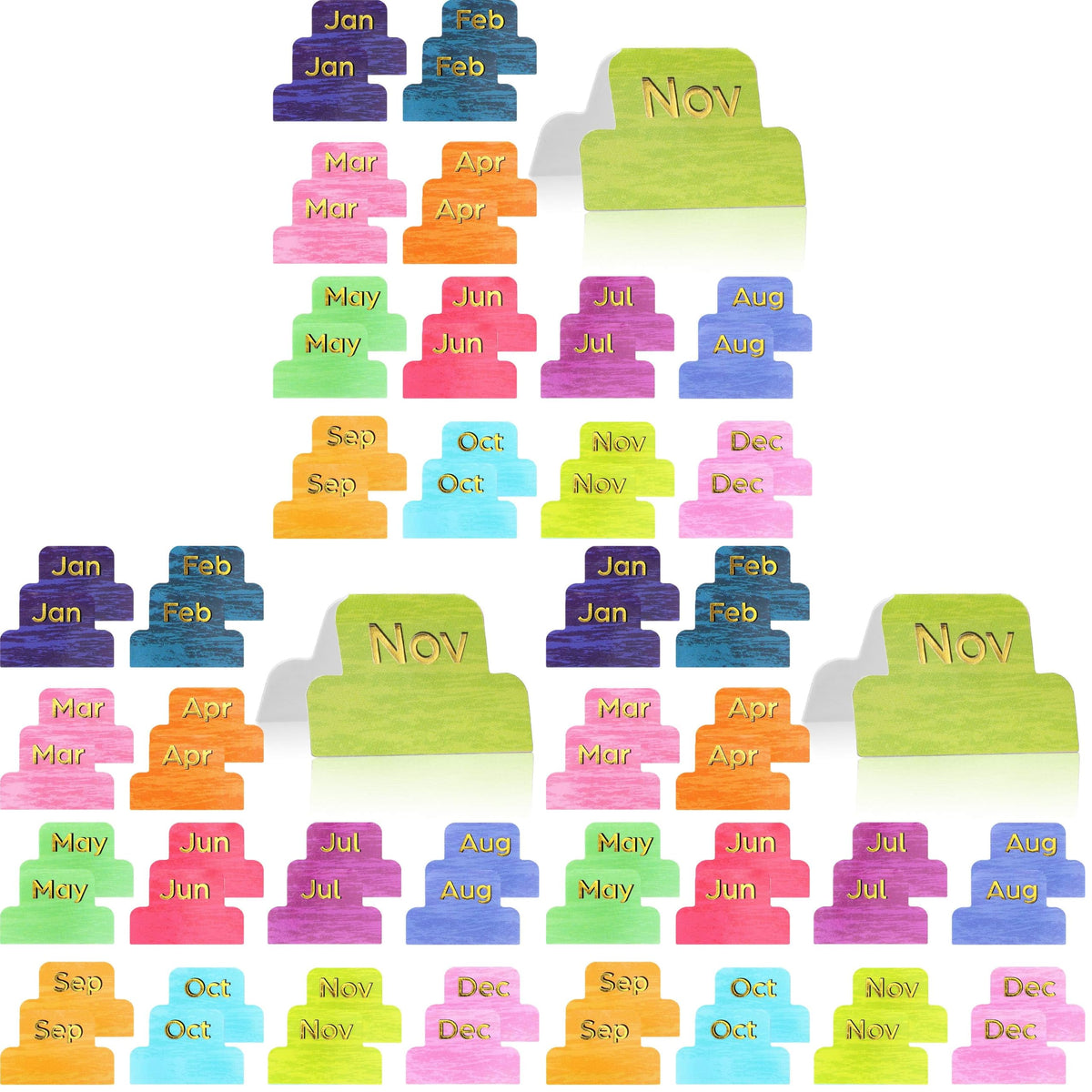 Outus 24 Pcs Monthly Tabs for Planners, Colorful Adhesive Planner Stickers