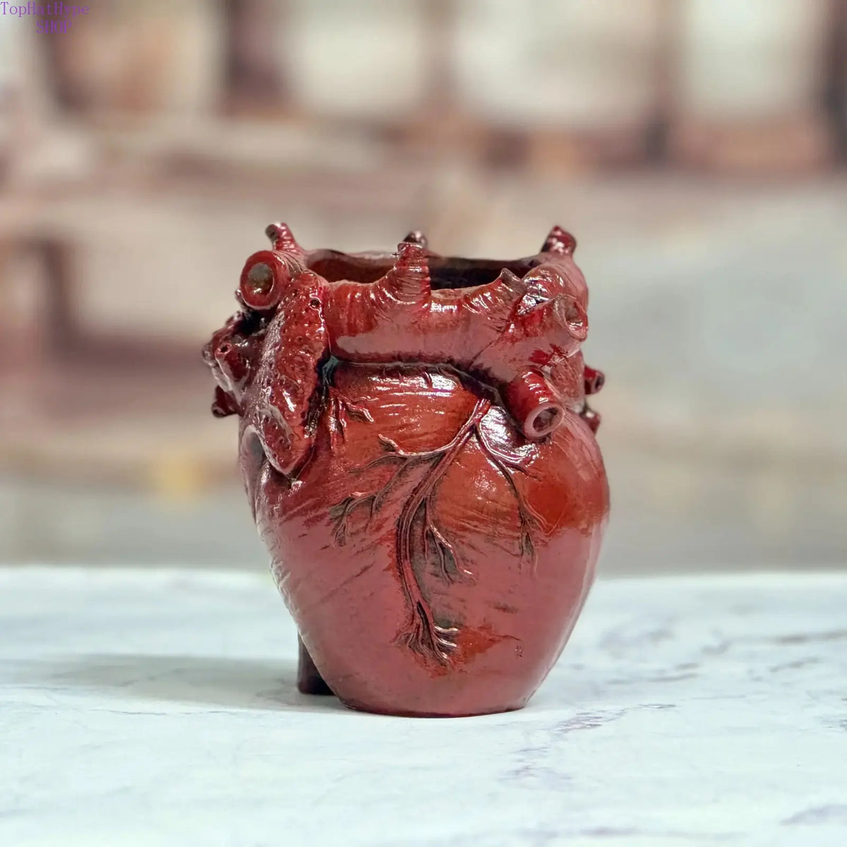 Gothic Anatomical Heart Design Resin Pen Holder - Freestanding Desk Organizer Tidy, High Material Quality Horror Enthusiast Decor, Distinctive Halloween Gift