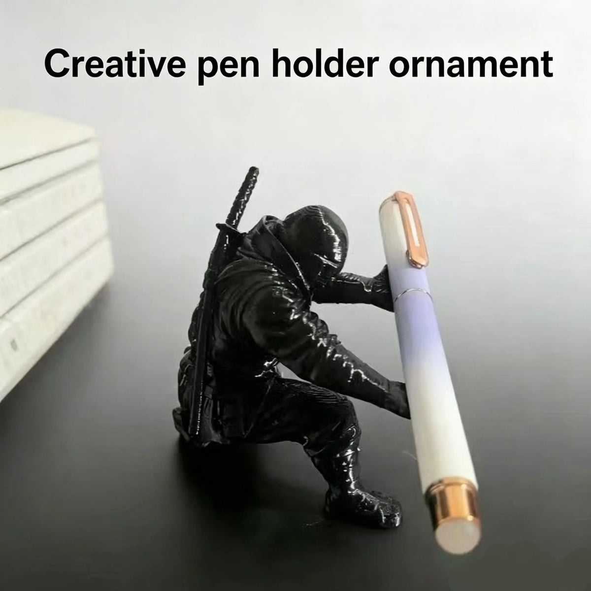 2 Piece Set Fashion Ninja Pen Holder, 3D Printed Samurai Model, Desktop Decorative Item, Unique Pen Stand, Office Accessories, Aesthetic Desk Accessories, Office Desk Accessory
