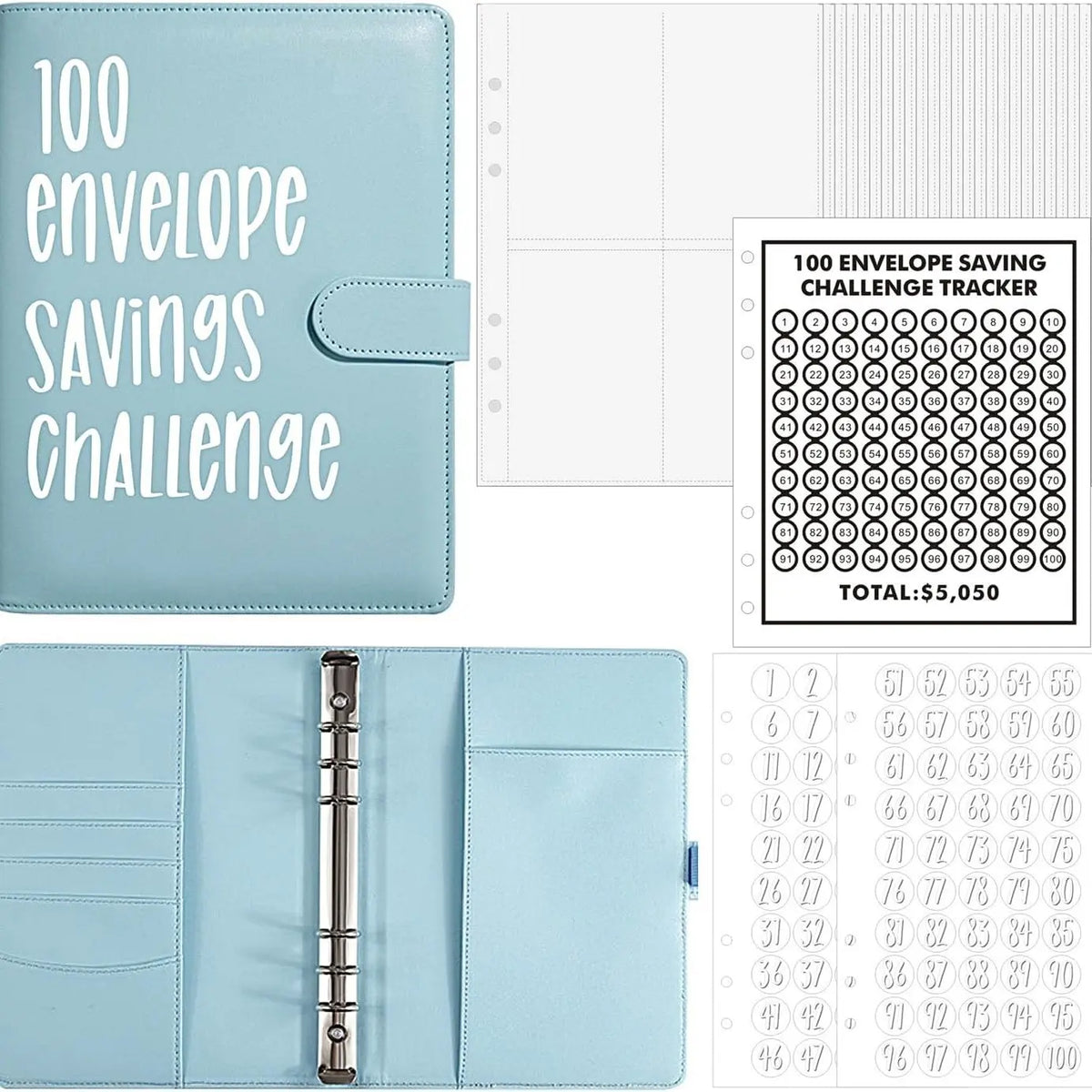100 Envelopes Challenge Binder Money Saving Challenge Budget Binder with Cash Envelope Way to Save $5,050 Money Saving Binder Money Saving Binder for Budgeting envelope money cash envelope