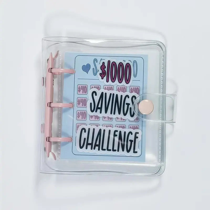 $1000 Mini Money Saving Binder Reusable Cash Envelope System – 2026 Budget Binder, 2026 Upgraded，Transparent PVC Pockets, Portable Budget Binder for Money Saving & Cash Stuffing, Perfect Finance Planner & Gift Flexible Durable