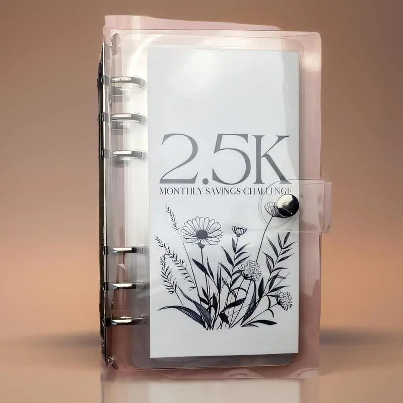 【Father's Day Gift】A6 12-Month Savings Challenge Binder (1 Count) - Spiral Bound Planner, Savings Goal Tracker, Monthly Budget Organizer, Cash Envelopes, Office Stationery Supplies, Home Office Use, New Year, Valentine's Day, Dealsforyoudays Notebook