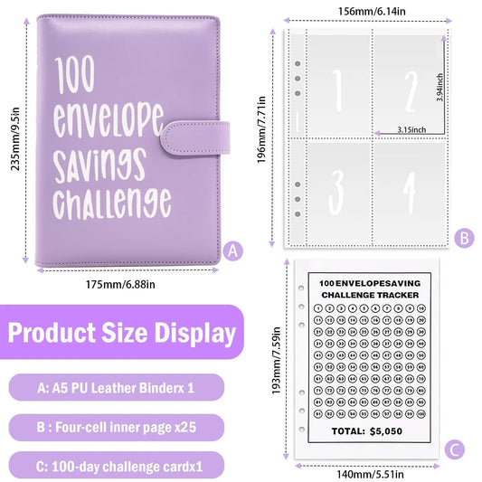 100 Envelopes Challenge Binder Money Saving Challenge Budget Binder with Cash Envelope Way to Save $5,050 Money Saving Binder Money Saving Binder for Budgeting envelope money cash envelope