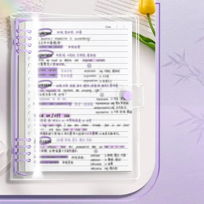 60 Sheets, Refillable Paper, Transparent Loose Leaf Notebook Refillable Binder A5 B5 Clear Cover Capacity Smooth Writing Pages Easy Organize Study Notes Planner, School Office Supplies Diary Spiral Notebook, Office Stationery