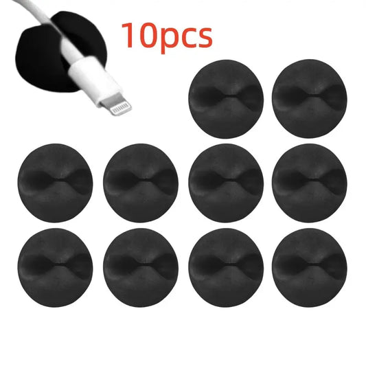 Cord Holder Cable Holder, 10PCS Black Adhesive Cable Clips Cord Organizer Cord Management Holders Charger Holder Cable Management Kit Wire Management Keeper for Nightstand, Office, Desk or Mouse, Desk Accessories, Desktop Cable Holder