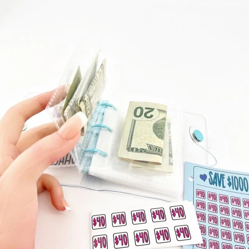 $1000 Mini Money Saving Binder Reusable Cash Envelope System – 2026 Budget Binder, 2026 Upgraded，Transparent PVC Pockets, Portable Budget Binder for Money Saving & Cash Stuffing, Perfect Finance Planner & Gift Flexible Durable