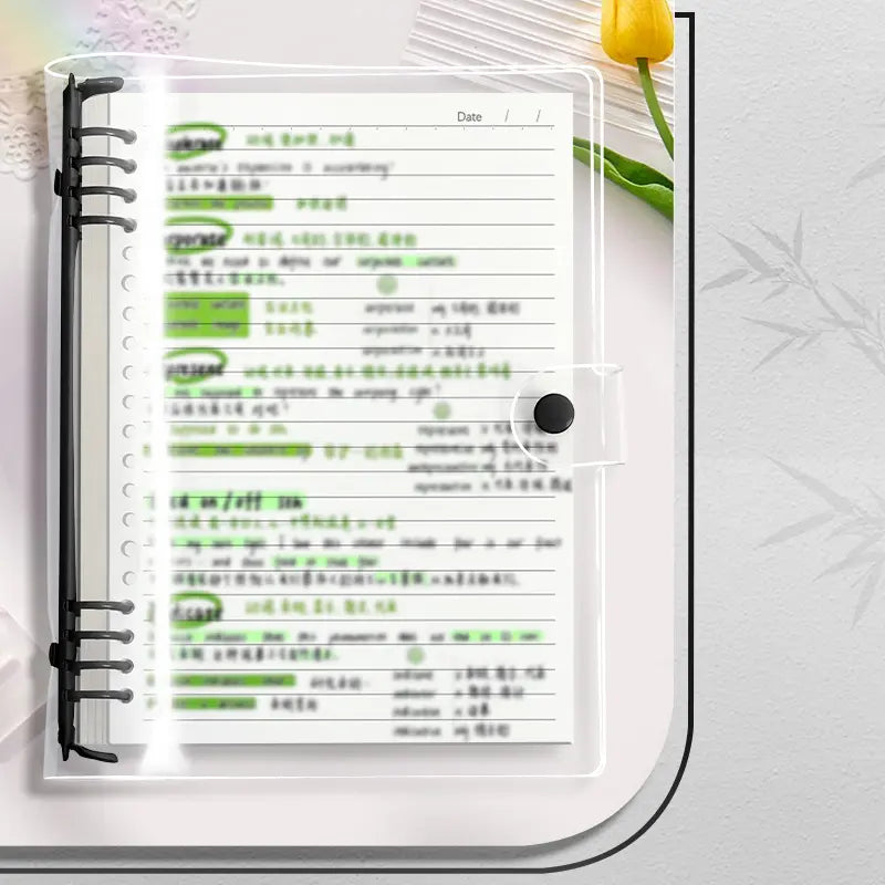 60 Sheets, Refillable Paper, Transparent Loose Leaf Notebook Refillable Binder A5 B5 Clear Cover Capacity Smooth Writing Pages Easy Organize Study Notes Planner, School Office Supplies Diary Spiral Notebook, Office Stationery