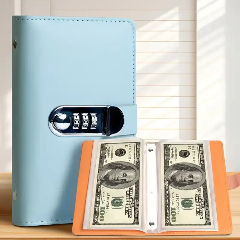 A6 Password Lock Savings Notebook - 1 Count Small Accounting Notebook for Financial Management, Money and Important Information Storage