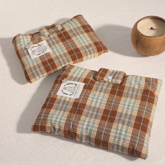Vintage Blue Plaid Handmade Rabbit Book Cover, Soft Shockproof Book Protector, Reading Accessories, Desk Supplies, Office Accessory, Aesthetic Desk Accessories, Book Lovers' Gear, Cute Accessories Desk