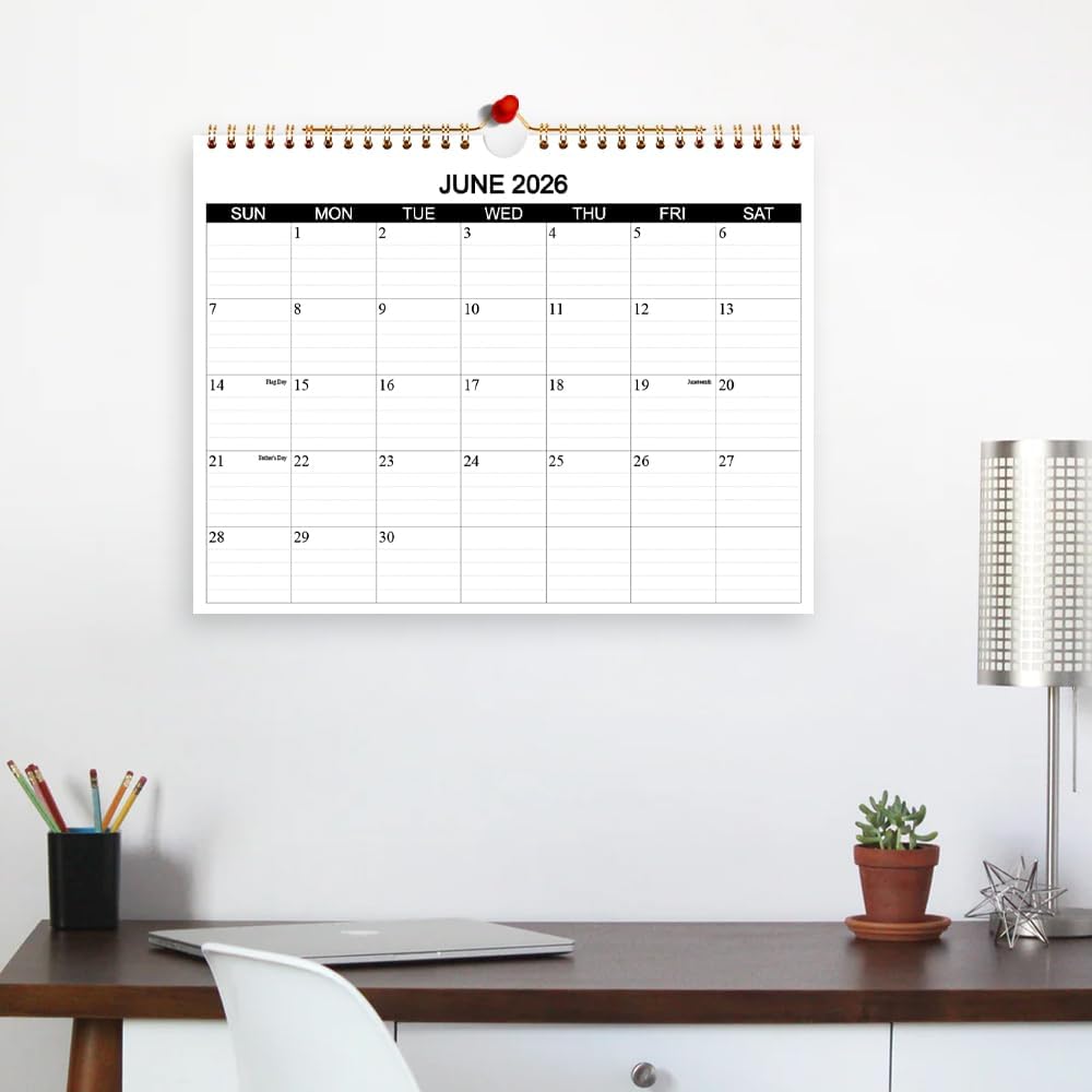 Calendar 2026-2027 - Wall Calendar 2026-2027 Runs from July 2026 to December 2027, 18 Months Calendar with Thick Paper for Planning at Home or Office, 8.5 x 11 Inch, Black