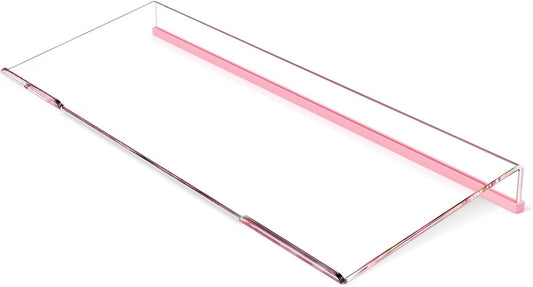 BEEGO Ergonomic Computer Keyboard Stand - Clear Acrylic Keyboard Riser Tilted Keyboard Holder Keyboard Tray with Lightpink Non-Slip Strip for Easy Typing at Home School Office Desk Accessories
