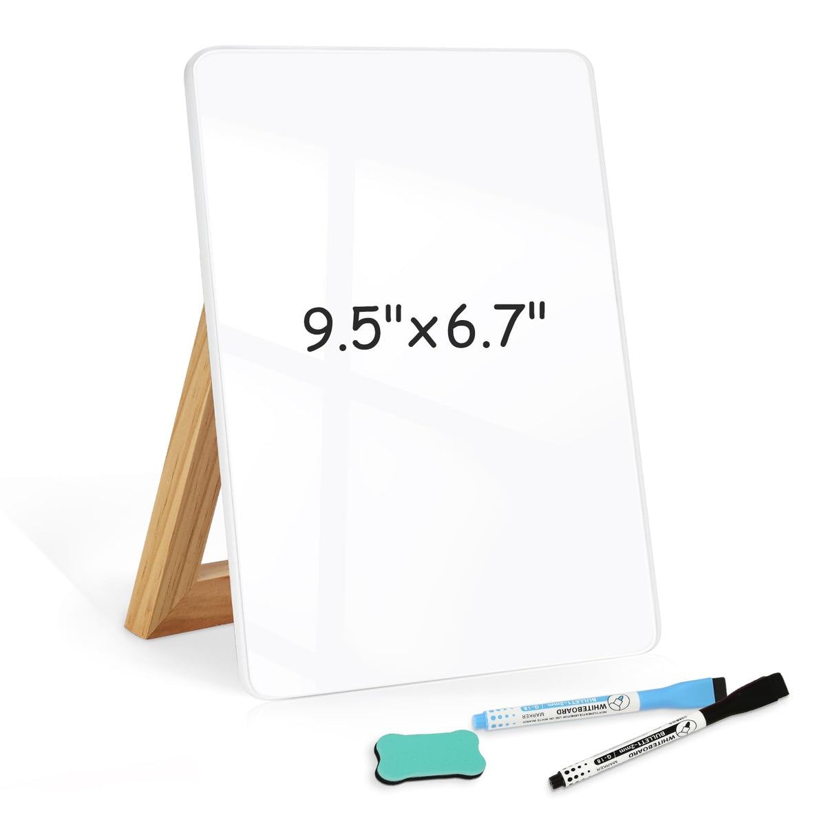 Desktop Glass Whiteboard with Storage, Desk Dry Erase White Board Black