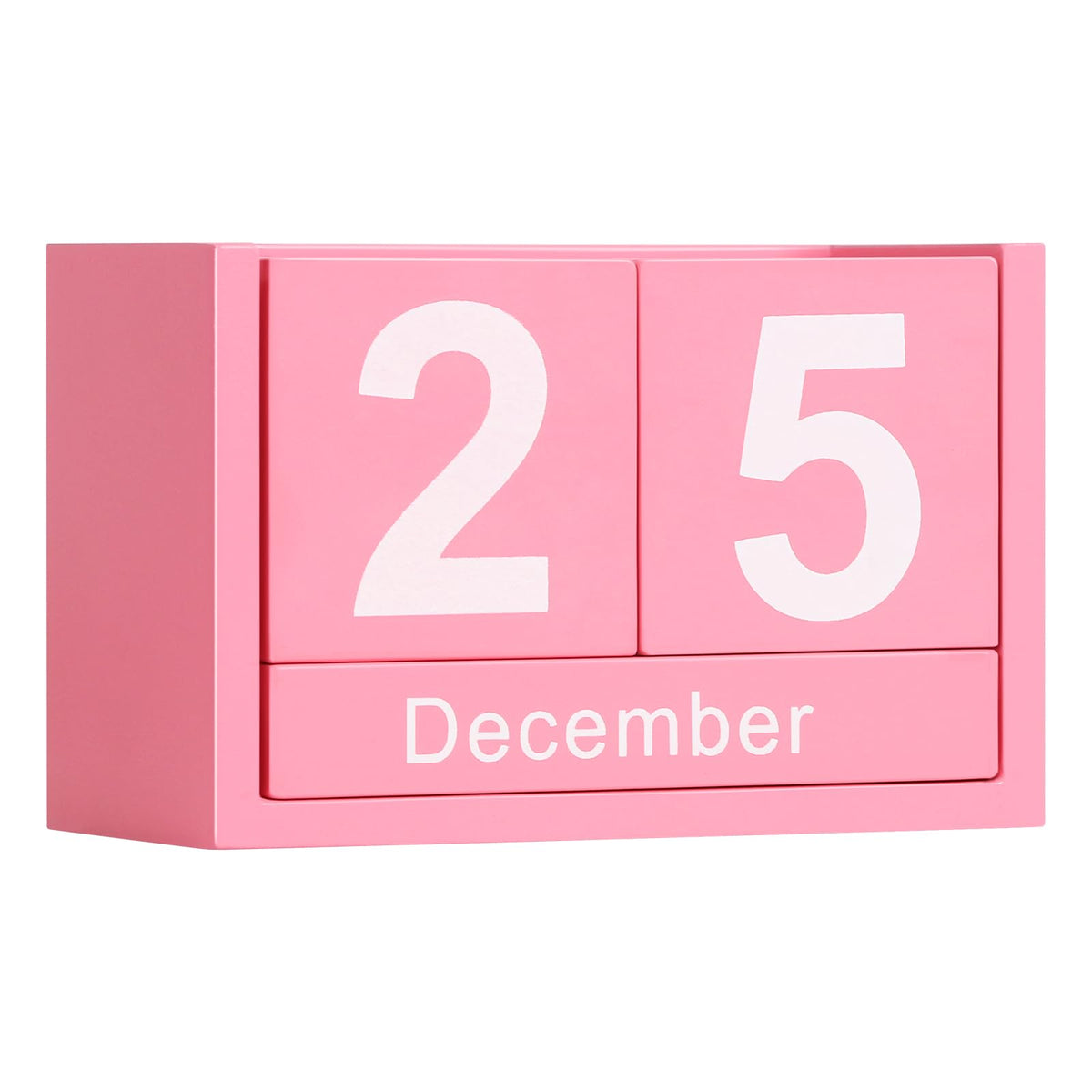 Wooden Block Calendar for Desk, Small Size Daily Desktop Perpetual Desk Calendar, Cute Date Display Desk Accessories for Home Office Decor, Teacher, Classroom, Reusable Yearly, Pink