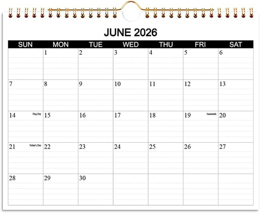 Calendar 2026-2027 - Wall Calendar 2026-2027 Runs from July 2026 to December 2027, 18 Months Calendar with Thick Paper for Planning at Home or Office, 8.5 x 11 Inch, Black