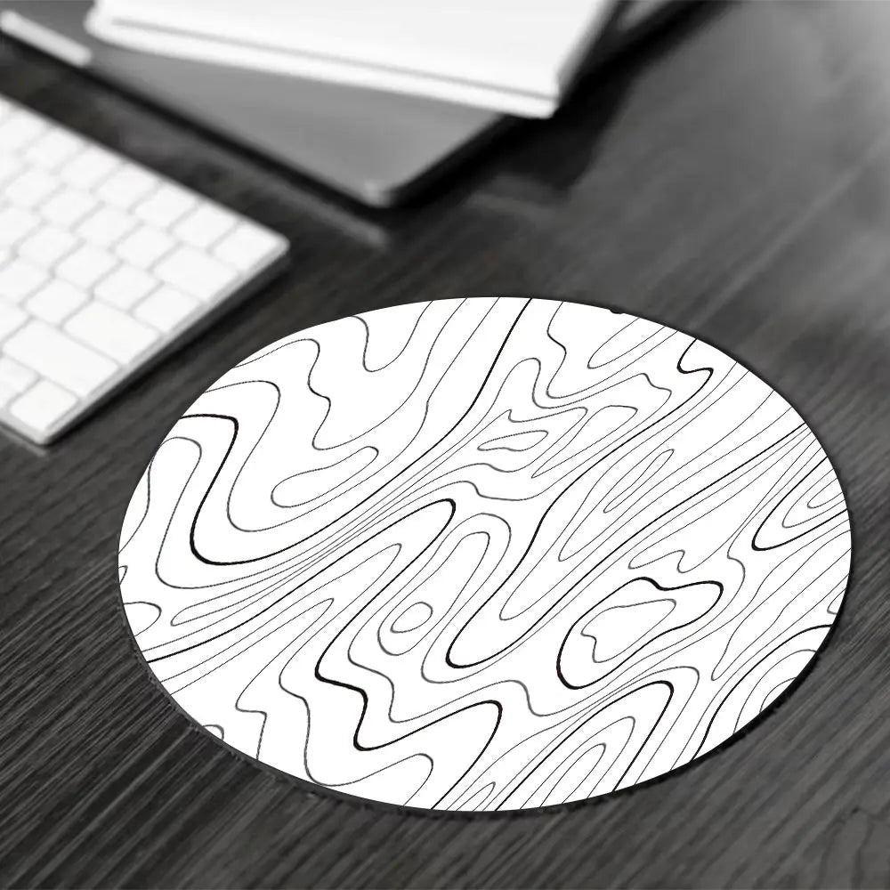 1 Piece Black Lines Topographic Large Gaming Mouse Pad, Abstract Streamline Non-Slip Rubber Base Stitched Lock Edge Desk Mat, Durable Computer Suitable for Home Office & Gaming Setup,Perfect Gift For Gamers